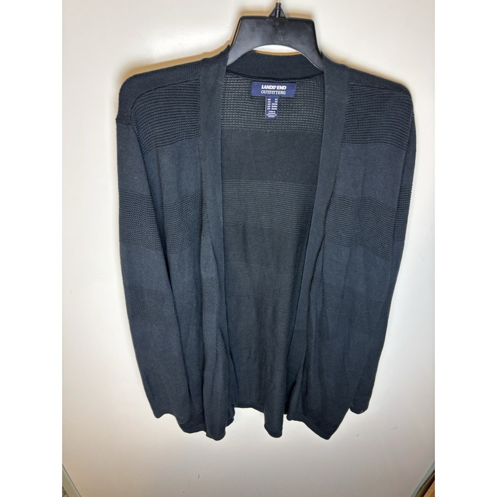 Lands End Outfitters Long Length Black Striped Cardigan Size 2X
